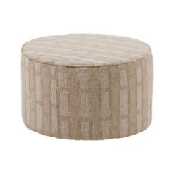 Sarli Poef Laag rond Naturel/Beige 60cm