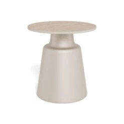 Solvani Salontafel hoog Rond Keramiek Lichtbeige 45cm