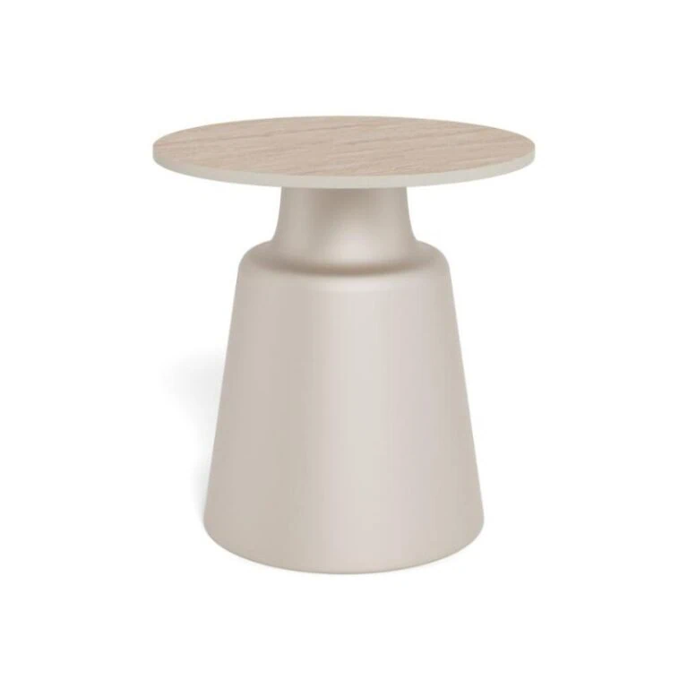 Solvani Salontafel hoog Rond Keramiek Lichtbeige 45cm