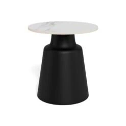 Solvani Salontafel hoog Rond Keramiek Zwart-Wit 45cm