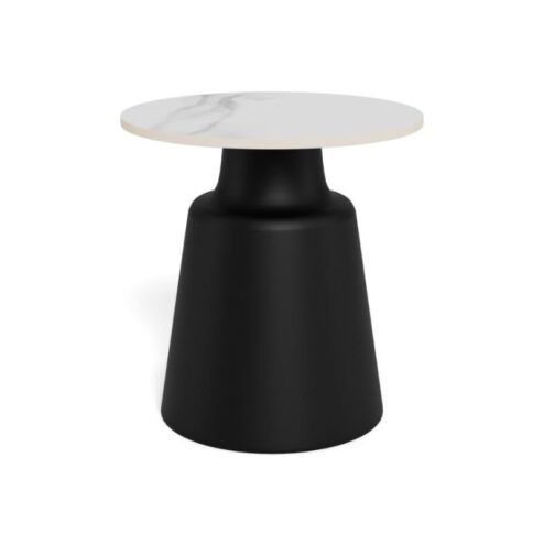 Solvani Salontafel hoog Rond Keramiek Zwart-Wit 45cm