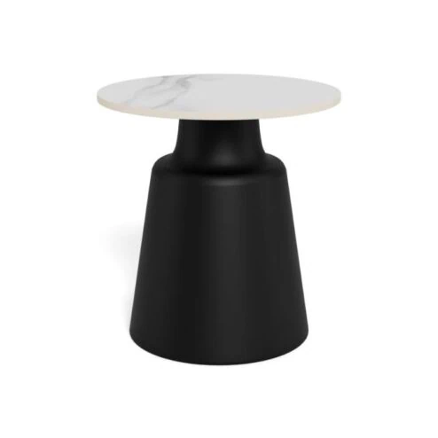 Solvani Salontafel hoog Rond Keramiek Zwart-Wit 45cm