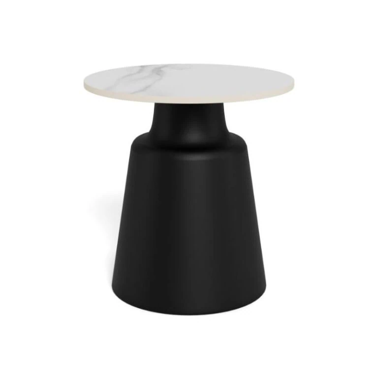 Solvani Salontafel hoog Rond Keramiek Zwart-Wit 45cm