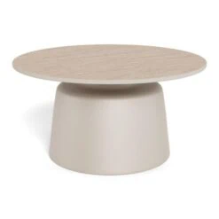 Solvani Salontafel laag Rond Keramiek Lichtbeige 70cm