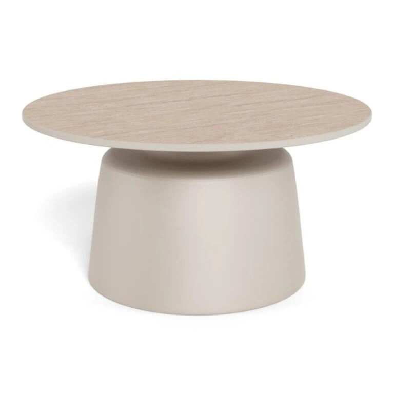 Solvani Salontafel laag Rond Keramiek Lichtbeige 70cm