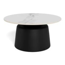 Solvani Salontafel laag Rond Keramiek Zwart-Wit 70cm