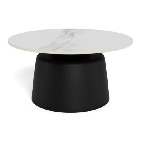 Solvani Salontafel laag Rond Keramiek Zwart-Wit 70cm