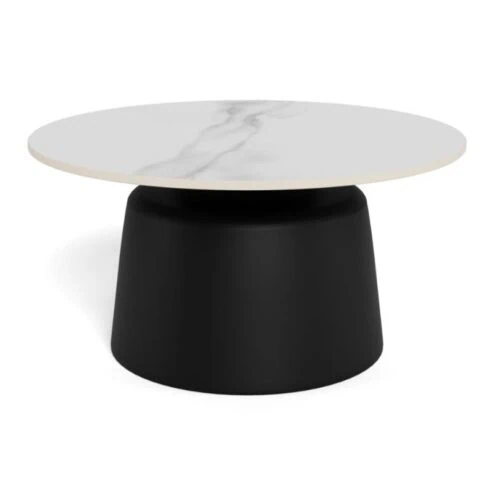 Solvani Salontafel laag Rond Keramiek Zwart-Wit 70cm