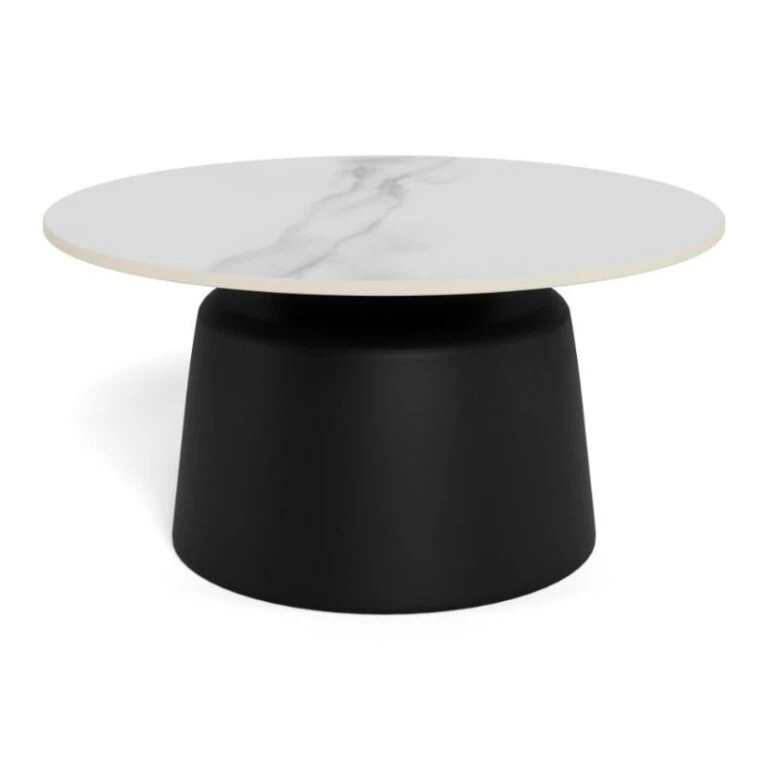 Solvani Salontafel laag Rond Keramiek Zwart-Wit 70cm