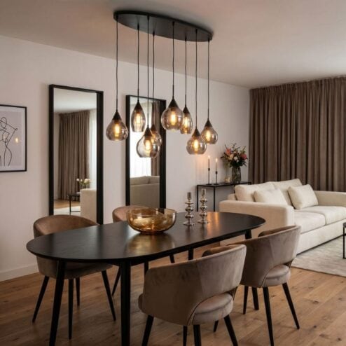 Spix Hanglamp 8-lichts ovaal smoke glas