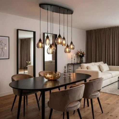 Spix Hanglamp 8-lichts ovaal smoke glas