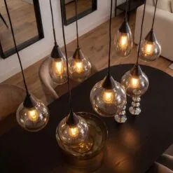 Spix Hanglamp 8-lichts ovaal smoke glas