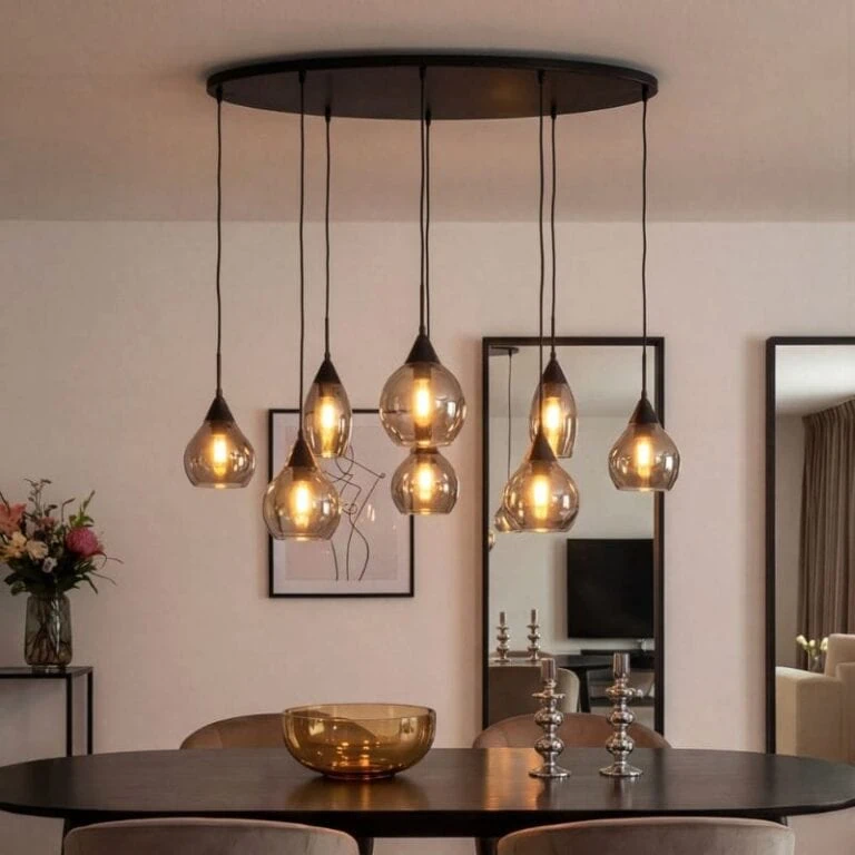 Spix Hanglamp 8-lichts ovaal smoke glas