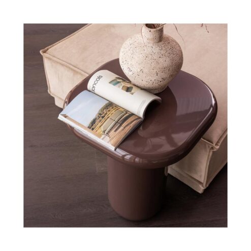Zava Bijzettafel Hoogglans Donkerbruin 50cm