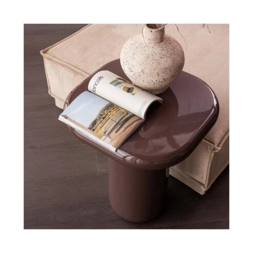 Zava Bijzettafel Hoogglans Donkerbruin 50cm