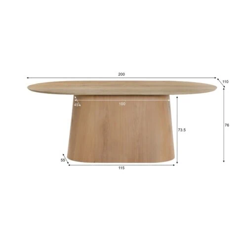 Alternative view of Novero Eettafel naturel eiken ovaal 200cm