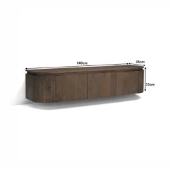 Cortez Zwevend Tv meubel rond walnoot 140cm