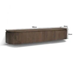 Cortez Zwevend Tv meubel rond walnoot 180cm
