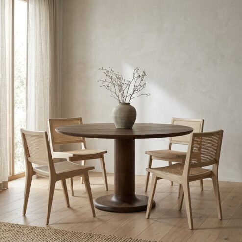 Eettafel Coco rond Lichtbruin mangohout 130cm
