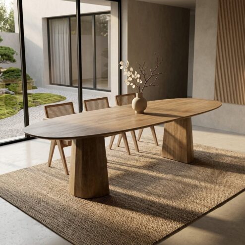 Eettafel Lune ovaal lichtbruin 300cm