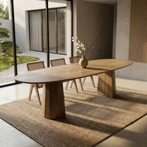 Eettafel Lune ovaal lichtbruin 300cm