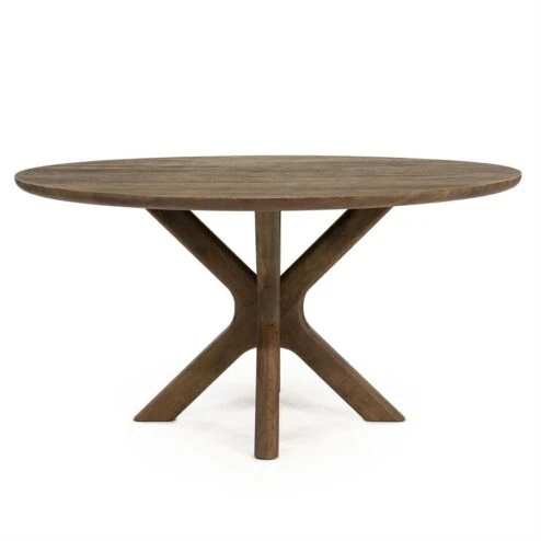 Alternative view of Eettafel Tycho rond Lichtbruin mangohout 150cm