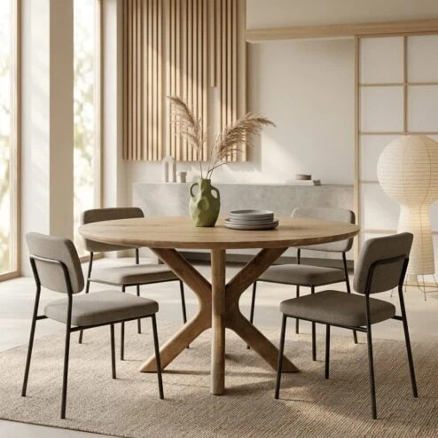 Eettafel Tycho rond Naturel mangohout 150cm