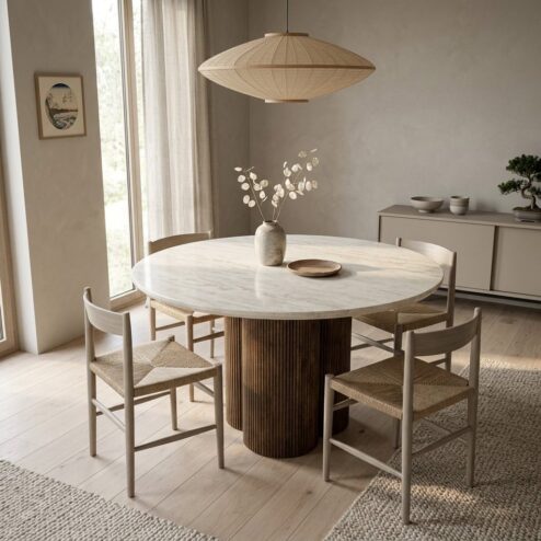 Eettafel Xanni rond Marmer 130cm