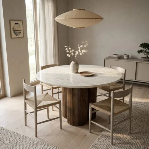 Eettafel Xanni rond Marmer 130cm