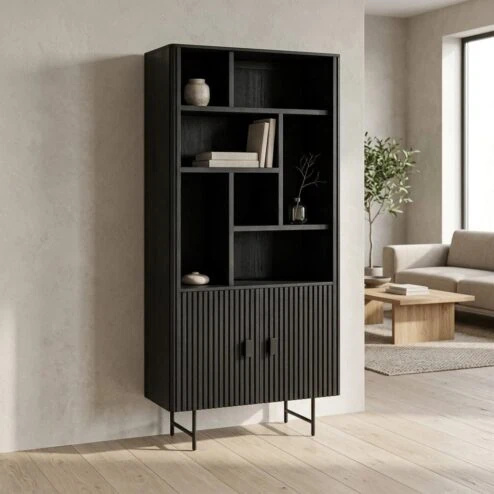 Eleonora boekenkast Remi 2-drs. 96cm zwart