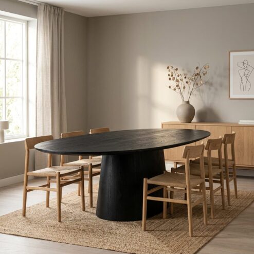 Eleonora eettafel Aron ovaal 250x110 zwart
