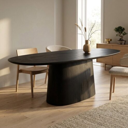 Eleonora eettafel Aron ovaal 300x110 zwart