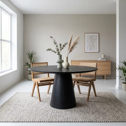Eleonora eettafel Aron rond  130 zwart