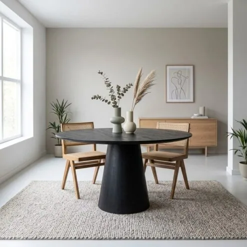 Eleonora eettafel Aron rond  130 zwart