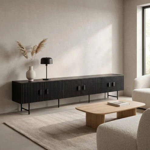Eleonora tv meubel Remi 6-drs.  250cm zwart