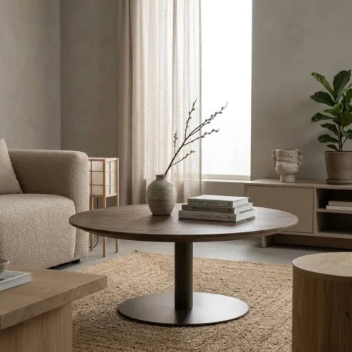 Esila Salontafel rond Bruin 80cm