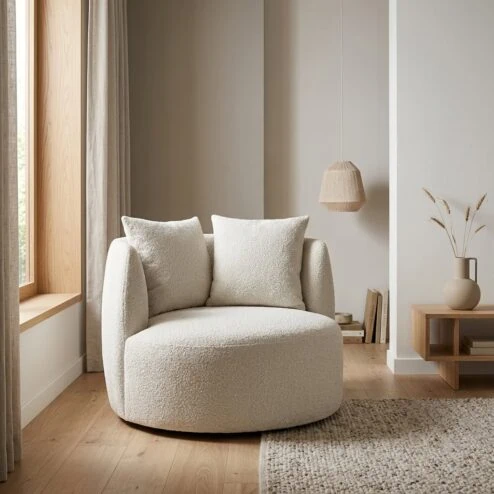 Fauteuil Louis met kussen beige spark