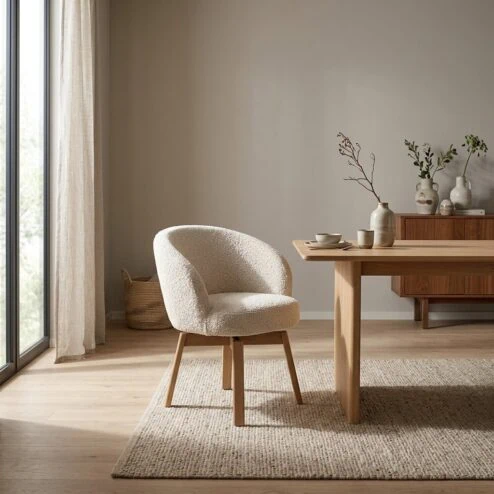 Livia Eetkamerstoel Beige stof
