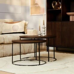 Martin Salontafel set van 3 rond Walnoot