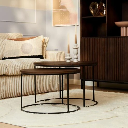 Martin Salontafel set van 3 rond Walnoot