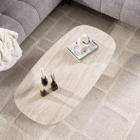 Matteo Salontafel Deens ovaal Travertin 135cm