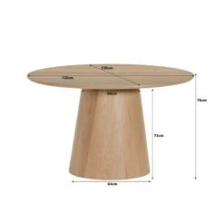 Novero Eettafel rond naturel eiken 130cm