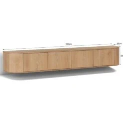 Novero Zwevend Tv meubel naturel eiken 220cm