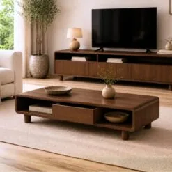 Nox salontafel 2 lades walnoot 130 cm
