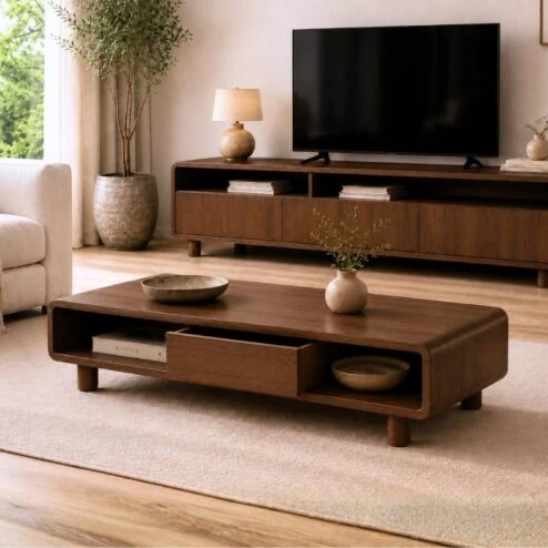 Nox salontafel 2 lades walnoot 130 cm