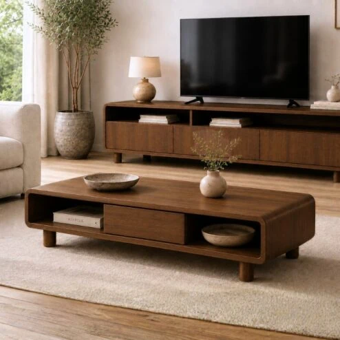 Nox salontafel 2 lades walnoot 130 cm
