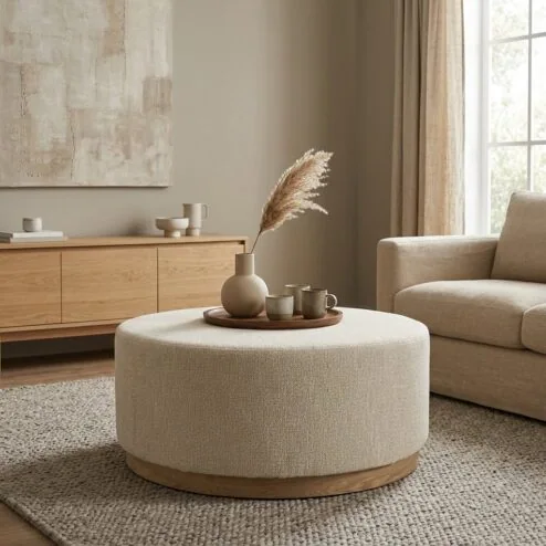 Poef Avah large beige 80cm
