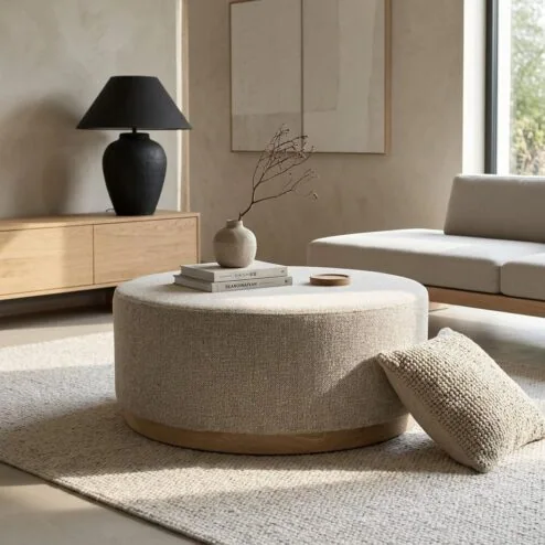 Poef Avah large taupe 80cm