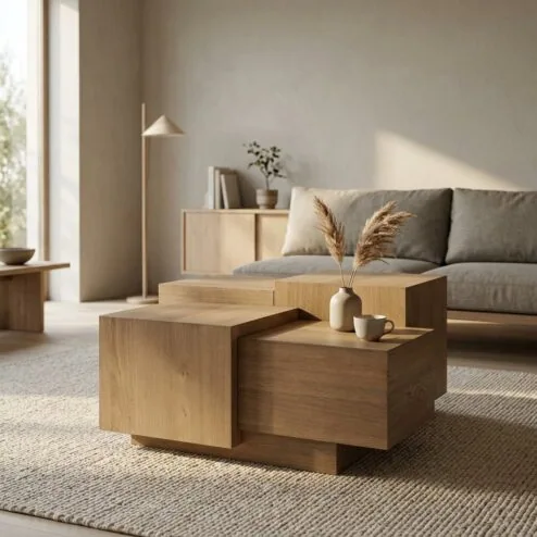 Salontafel Quinten vierkant bruin 80cm