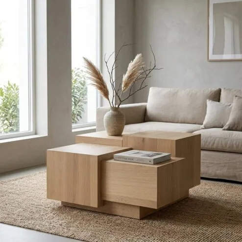 Salontafel Quinten vierkant naturel 80cm